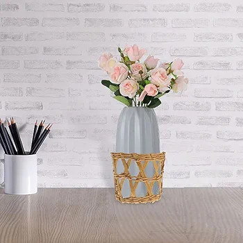 4pcs Wicker Woven Cup Holder Rattan Drink Glass Cup Holder Bottle Cover Rattan Vase Cover Sleeve ... | Amazon (US)