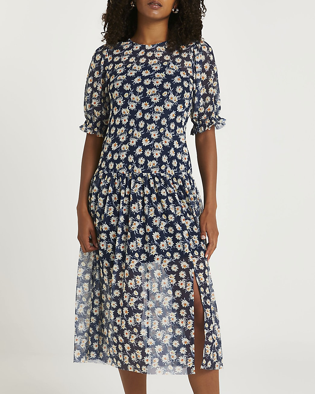 River Island Womens Black floral midi dress | River Island (US)