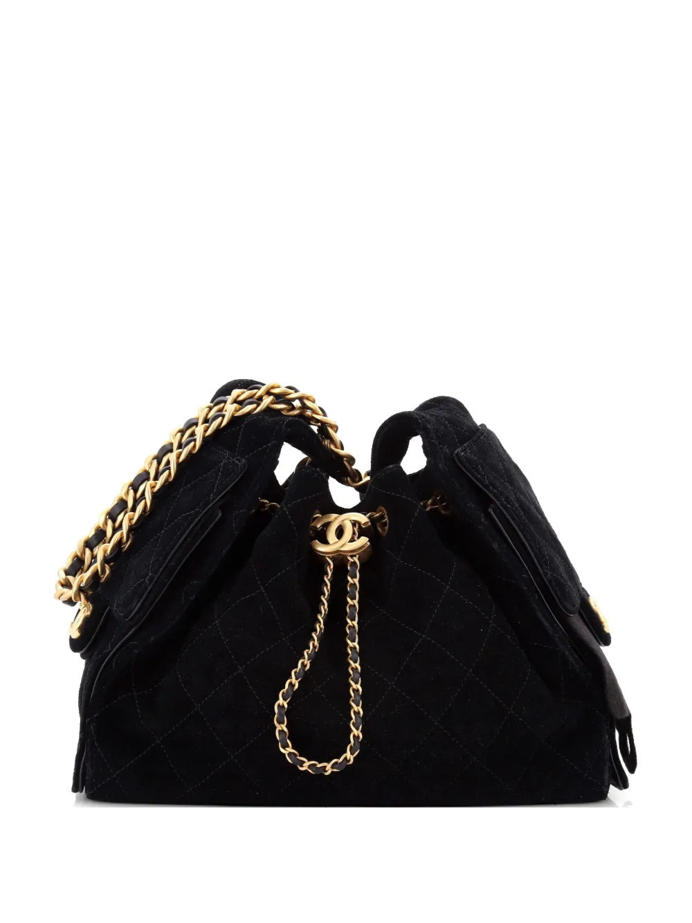 CHANEL Pre-Owned 25 Quilted Suede Small hobo bag - Black | Farfetch Global