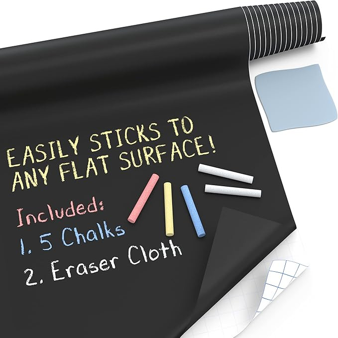 Kassa X-Large Chalkboard Wallpaper - Clear | 1.4ft x 8ft Adhesive Paper Roll | Includes 3 Markers... | Amazon (US)
