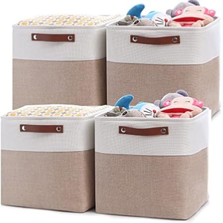 DULLEMELO Cube Storage Bins - 4 Pack Foldable Large Storage Baskets 12 inch Gifts Empty Fabric Bins  | Amazon (US)