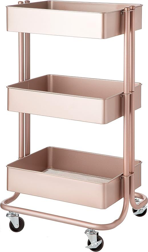 Darice 3-Tier Metal Rolling Rose Gold, 30 inches Storage Cart | Amazon (US)