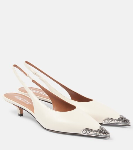 Jessica Western 35 leather slingback pumps | Mytheresa (US/CA)