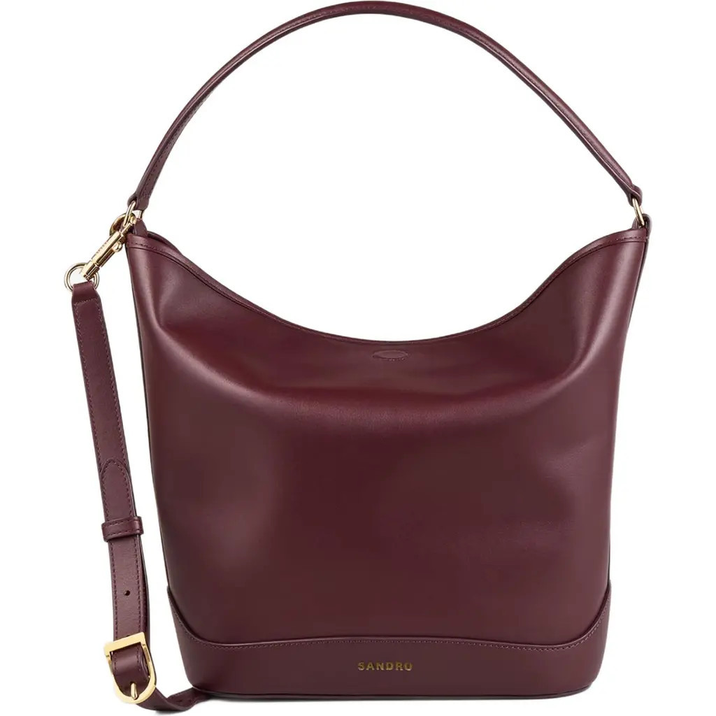 SANDRO Leather bucket bag TANGOSO in Bordeaux at Nordstrom, Size Medium | Nordstrom