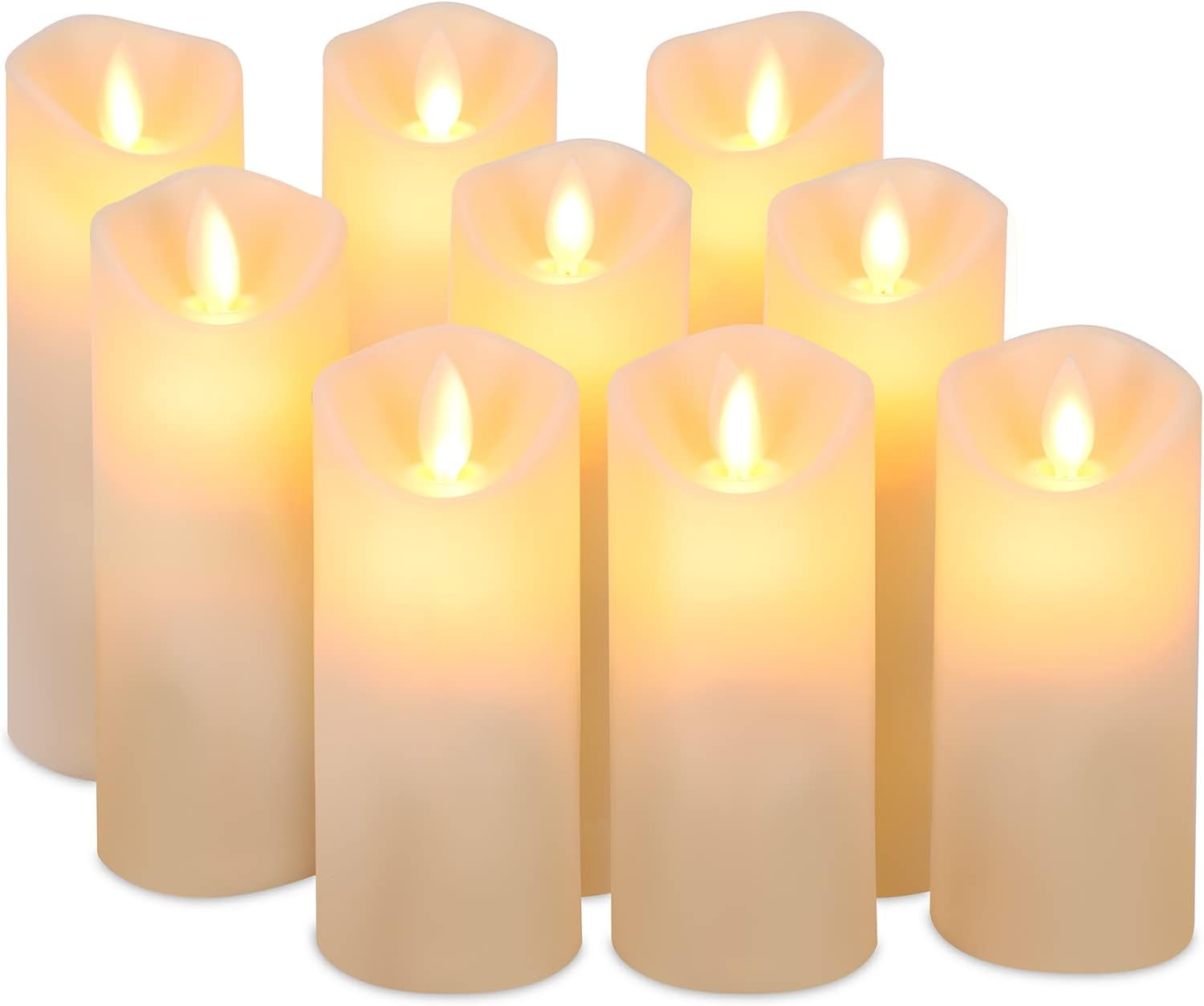 Aignis Flickering Flameless Candles with 10-Key Timer Remote, Exquisite Decor Battery Operated Ca... | Amazon (US)