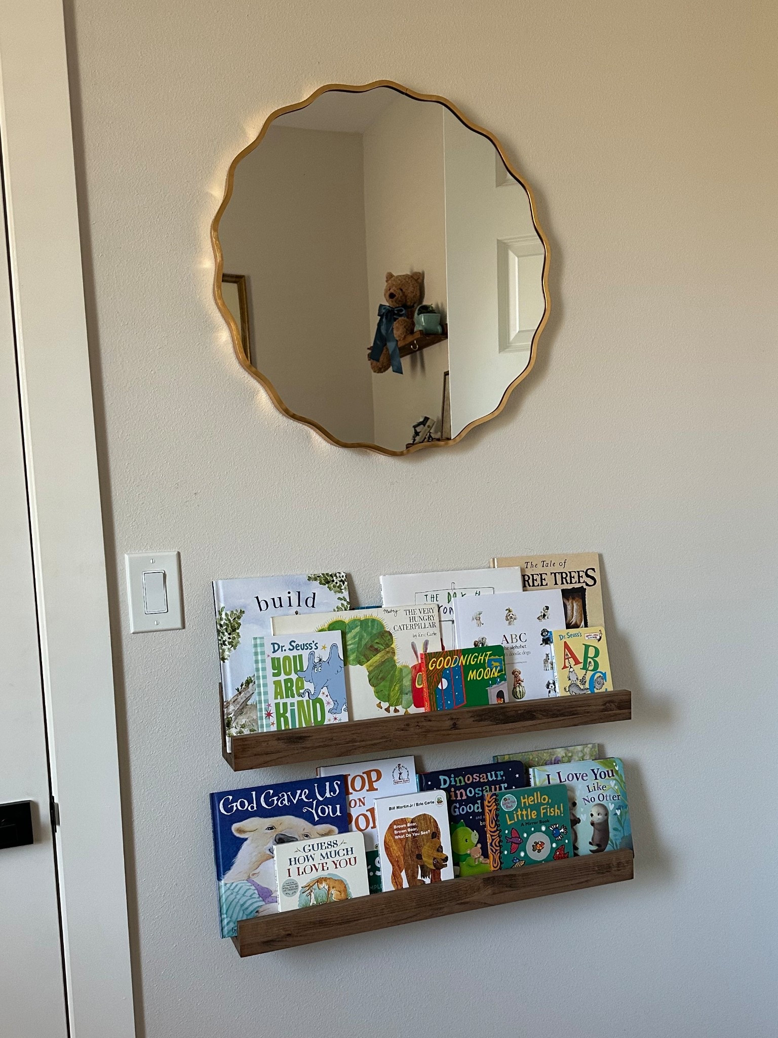 Floating bookshelf space for the nursery 🫶🏼

#LTKHome #LTKFindsUnder50 #LTKBaby