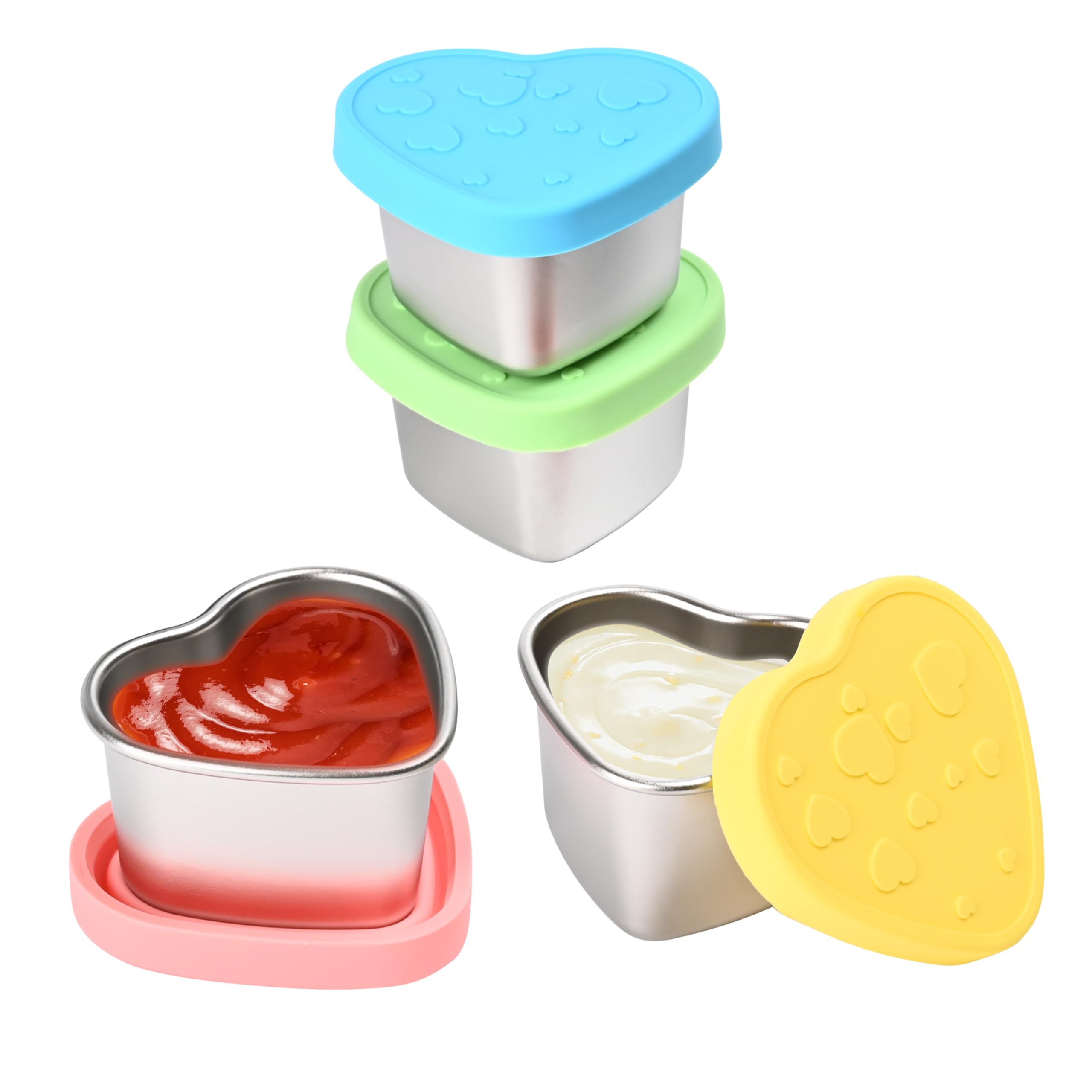 4 Pcs Heart-Shaped Salad Dressing Container to go, 2.1 Oz Stainless Steel Small Condiment Contain... | Amazon (US)