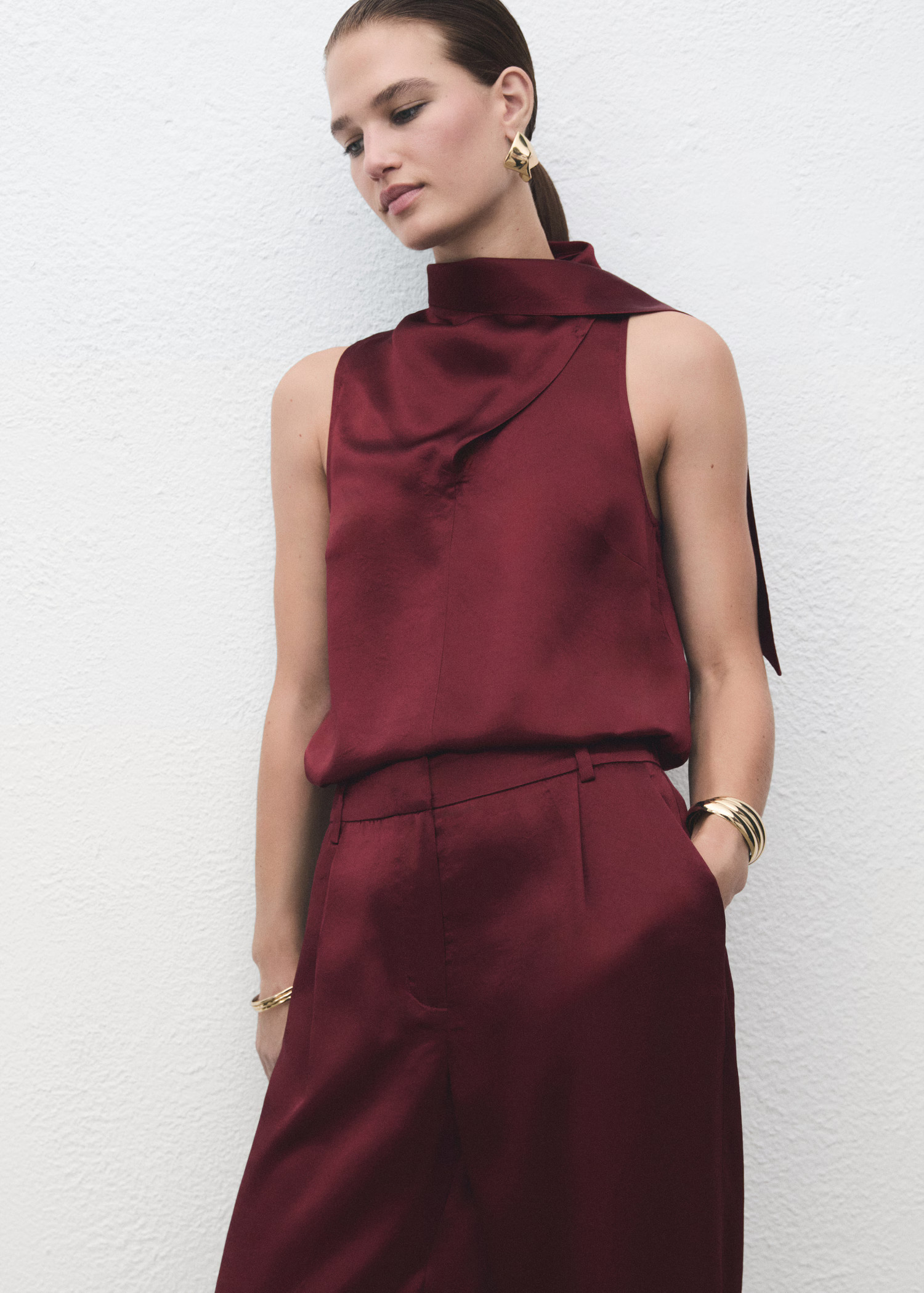 Satin wide-leg pants | Mango (US/MX/AU)