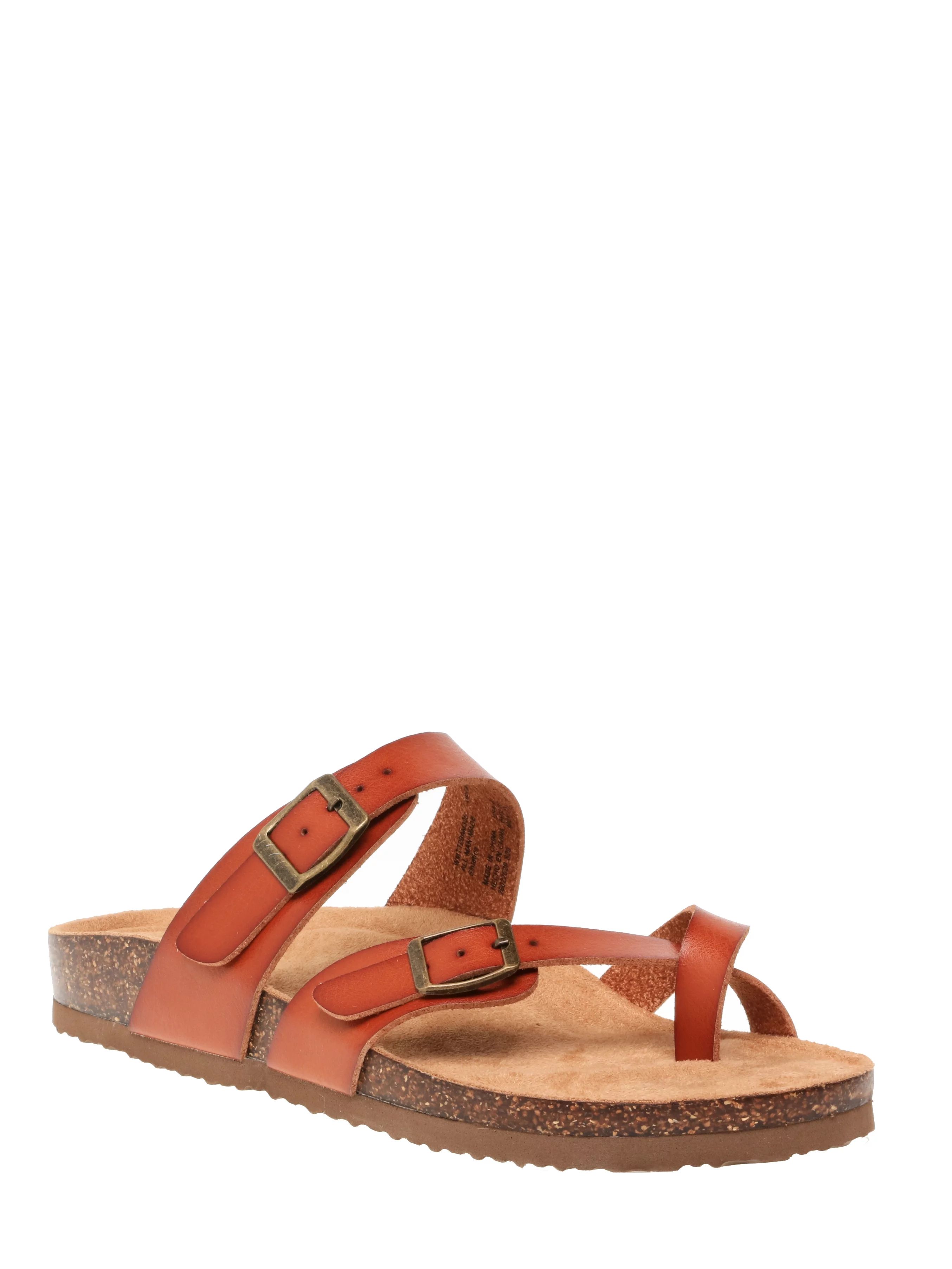 Time and Tru Women’s Toe Thong Footbed Slide Sandals, Wide Width Available | Walmart (US)