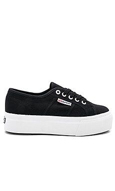 Superga 2790 Platform Sneaker in Black & White Sole from Revolve.com | Revolve Clothing (Global)