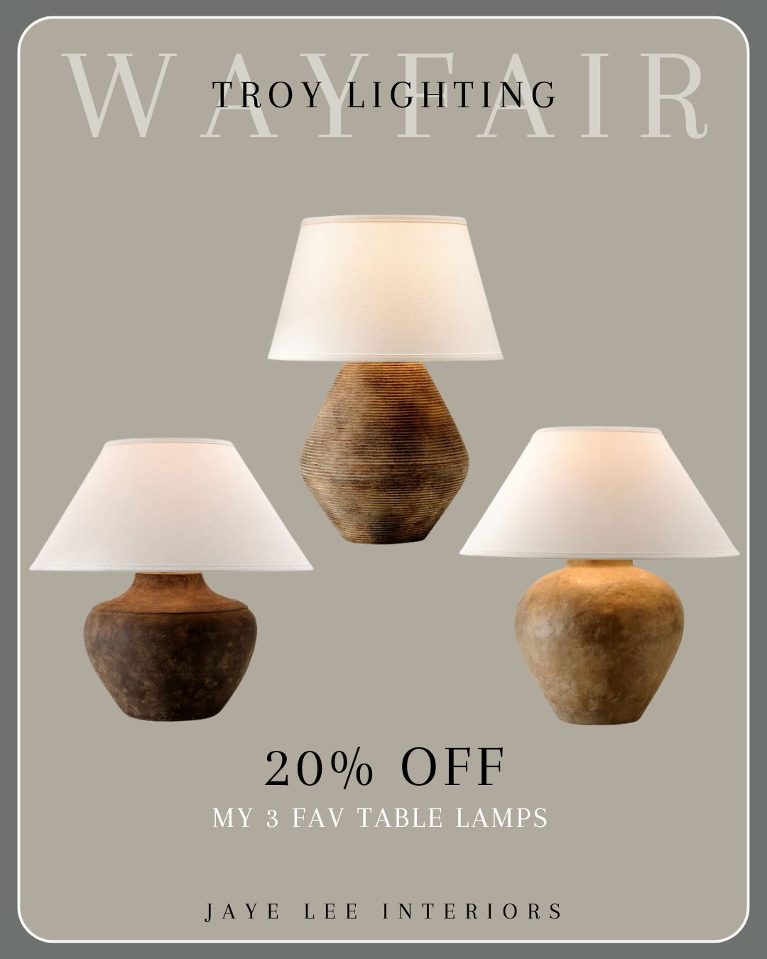20% OFF These Gorgeous Table Lamps from Troy Lighting...

Lighting, lamps, accent lighting, task lighting, table lamp, cozy interiors, moody interiors, organic, neutral interior design, Wayfair, Best Sellers, McGee and Co look for less, lighting sale, lamps on sale, designer lamps 

 #LTKHome #LTKSaleAlert #LTKStyleTip
