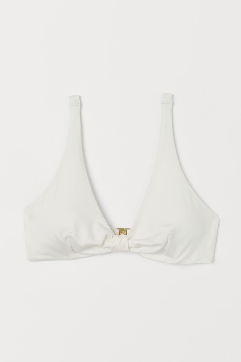 Lined, soft-cup bikini top. Wide shoulder straps, knot detail at front, and metal fastener at bac... | H&M (US + CA)