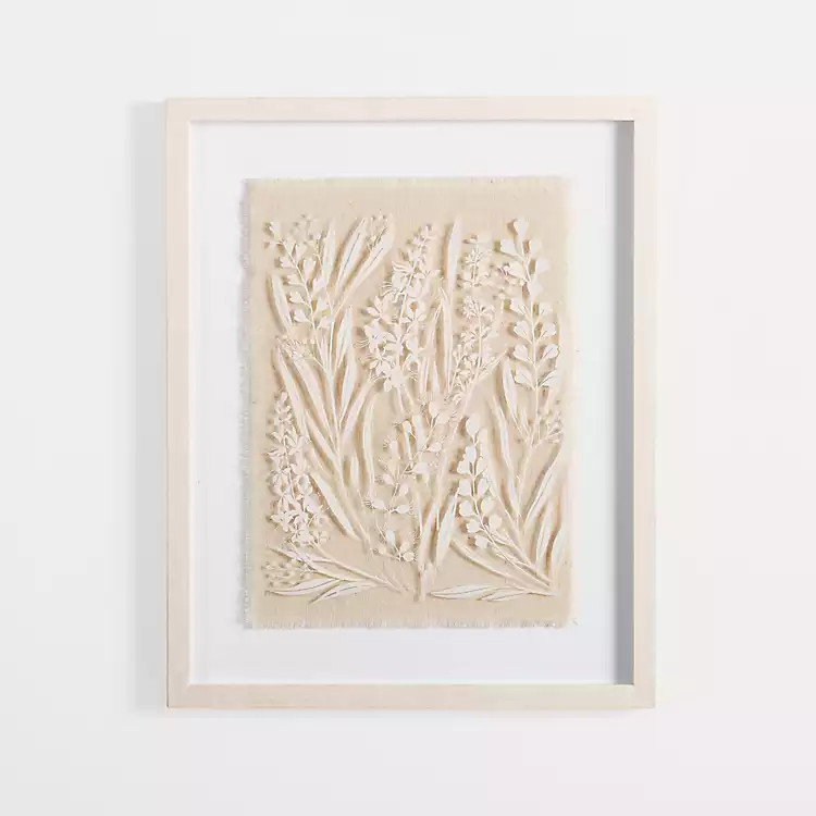 New! Floral on Glass and Natural Linen Framed Art Print | Kirkland's Home