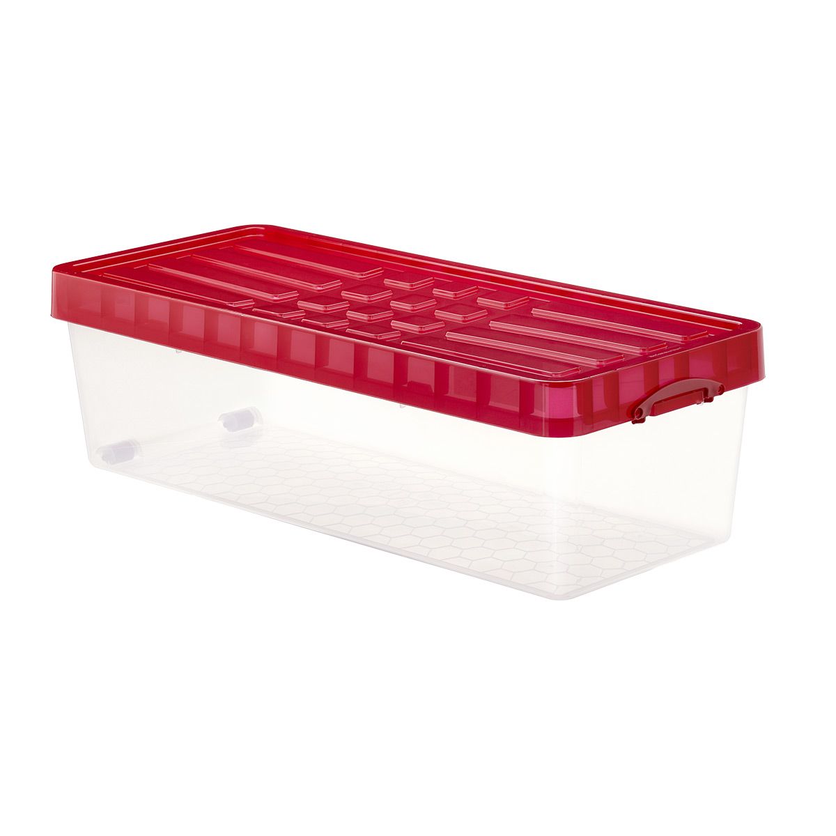 Premier Clear Modular Totes with Red Lid | The Container Store