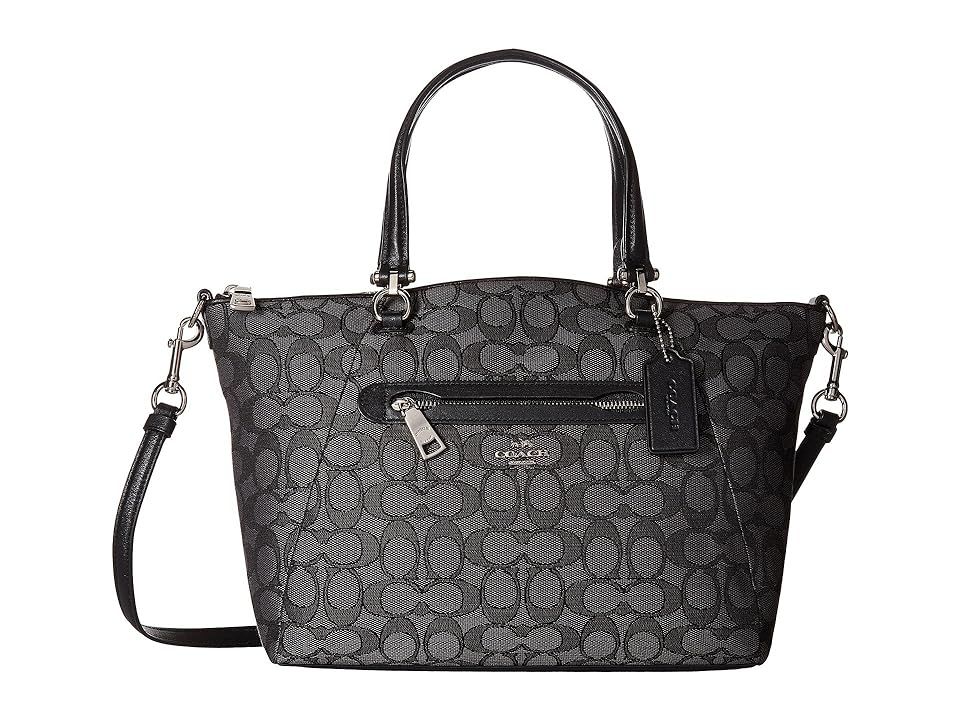 COACH Signature Prairie Satchel (SV/Black Smoke/Black1) Satchel Handbags | Zappos