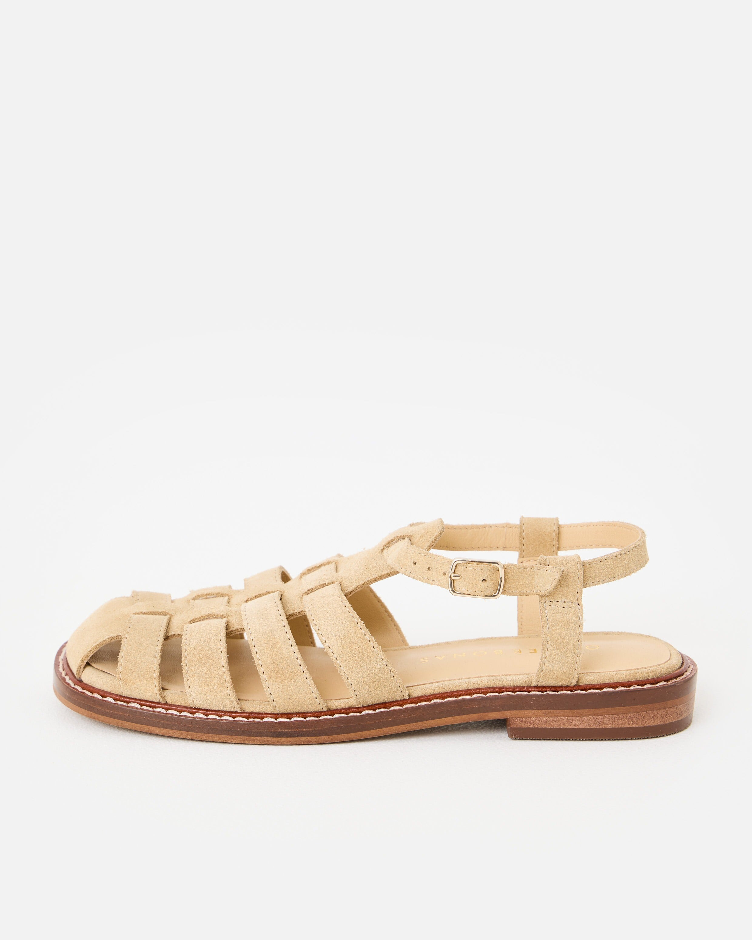 Cream Square Toe Suede Fisherman Sandals, size 3 | Oliver Bonas (Global)
