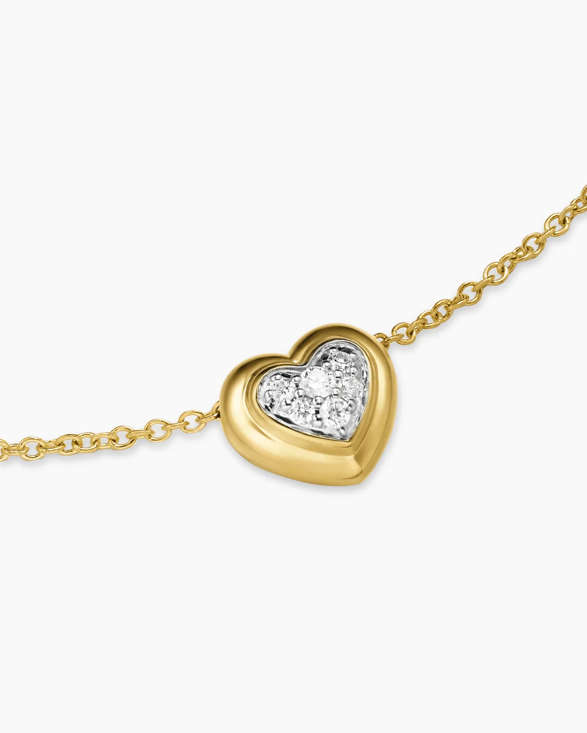 David Yurman | Puffy Heart Pendant Necklace in 18K Yellow Gold with Diamonds, 7.8mm | David Yurman