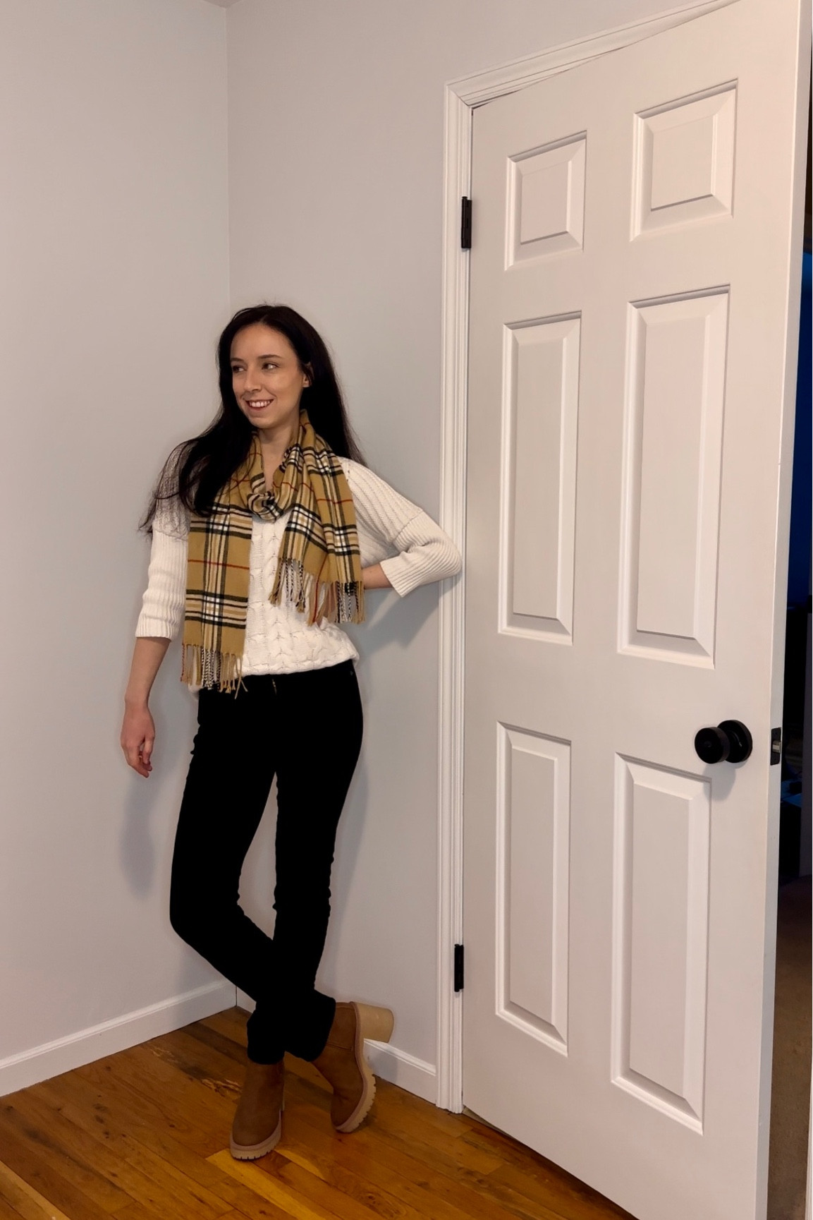Sweater Size S
Black Jeans Size 24
Boots Size 6.5

Work outfit, winter outfit, casual outfit, Amazon, black and white outfit, plaid scarf, Chelsea boots, dolce vita, Levi’s 

#LTKfindsunder100 #LTKworkwear #LTKstyletip