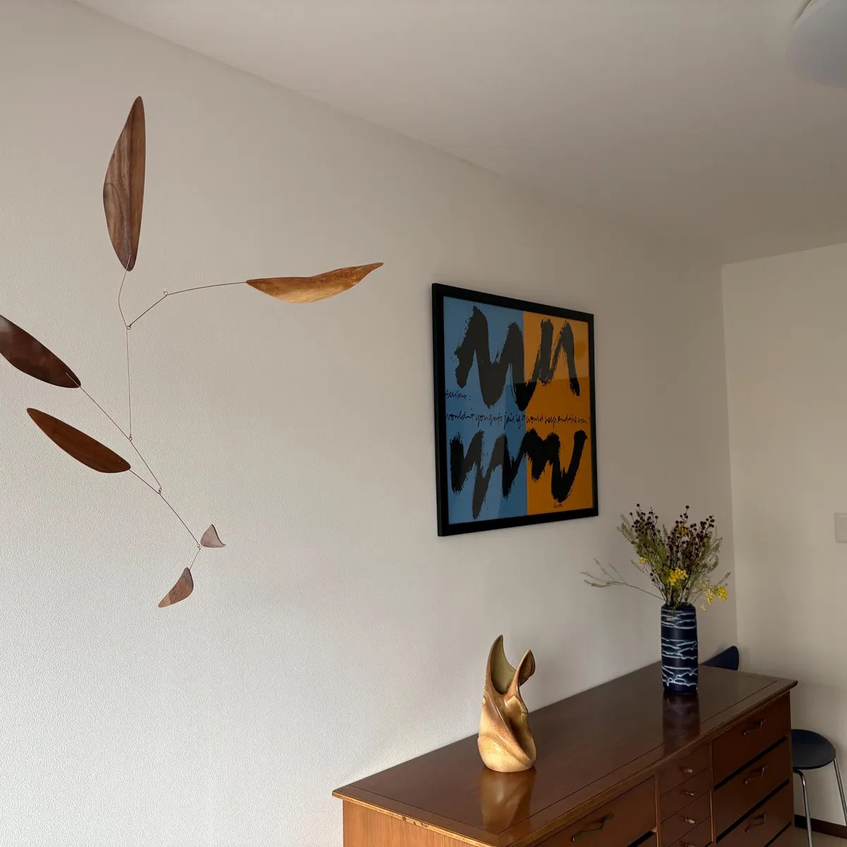 6 Element Black Walnut and Cherry with Bronze Wire Hanging Mobile, Small, Medium, Large, X Large,... | Etsy (US)