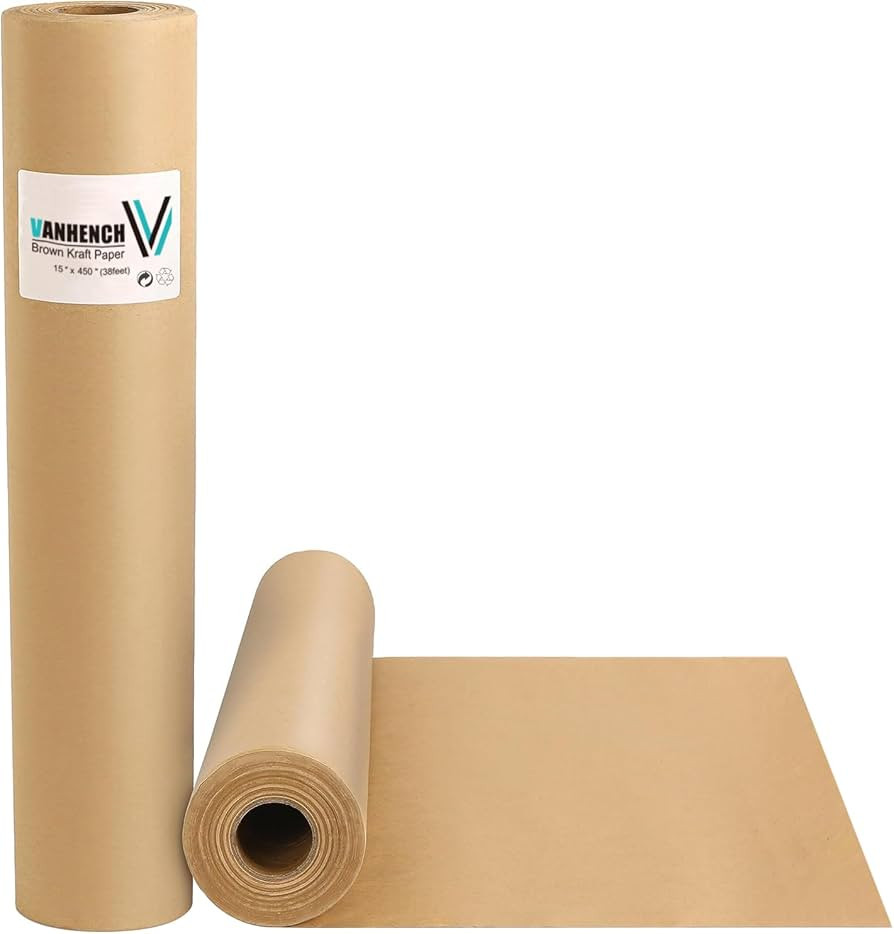 Brown Packing Paper 15"×450"(38'), Brown Paper Roll, Art Craft Paper, Kraft Paper Roll for Movin... | Amazon (US)