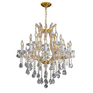D35.5 in. 24-Light Modern Gold Candle Crystal Chandelier Luxury Crystal Chandelier High Ceiling,Staircase,Living Room | The Home Depot