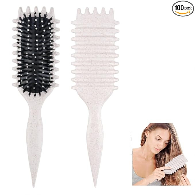 Beige 1 PCS Professional Round Hair Brush, Curl Defining Brush, Vented Hair Brush for Shaping, De... | Amazon (US)