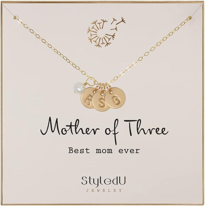 Personalized Mother of 3 Children Initial Necklace – 14K Gold Filled Custom Children's Initial ... | Amazon (US)