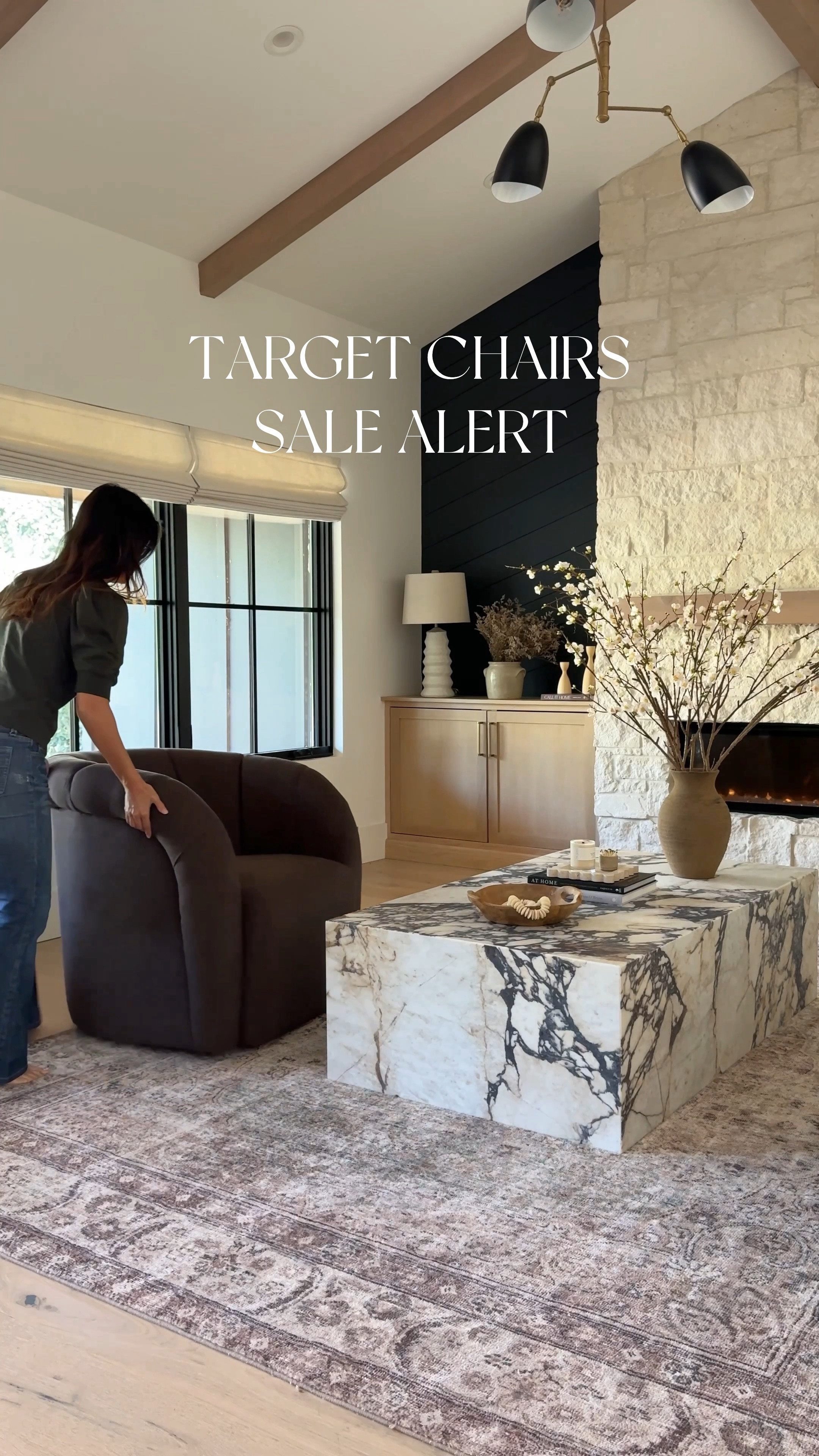 20% off these best selling chairs!! Such a statement chair. I have the brown velvet color. There’s only one color option available.

Living room decor, coffee table, marble stone coffee table, barrel accent chair, vase, vintage vase, fireplace end table  coffee table books, marble side table black chandelier pillow upholstered chair branches faux floral fake flowers brass hardware brass pulls  eternity modern vintage rug shop travertine tray 

#LTKsalealert #LTKfindsunder100 #LTKhome