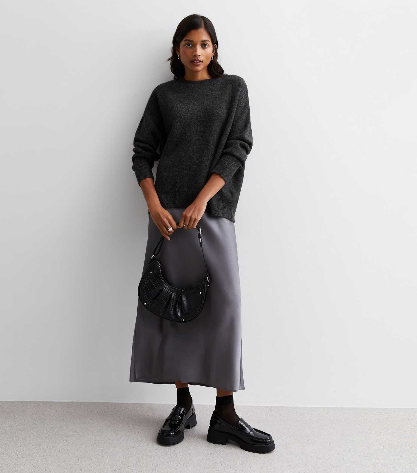 Dark Grey Knit Oversized Jumper | New Look | New Look (UK)