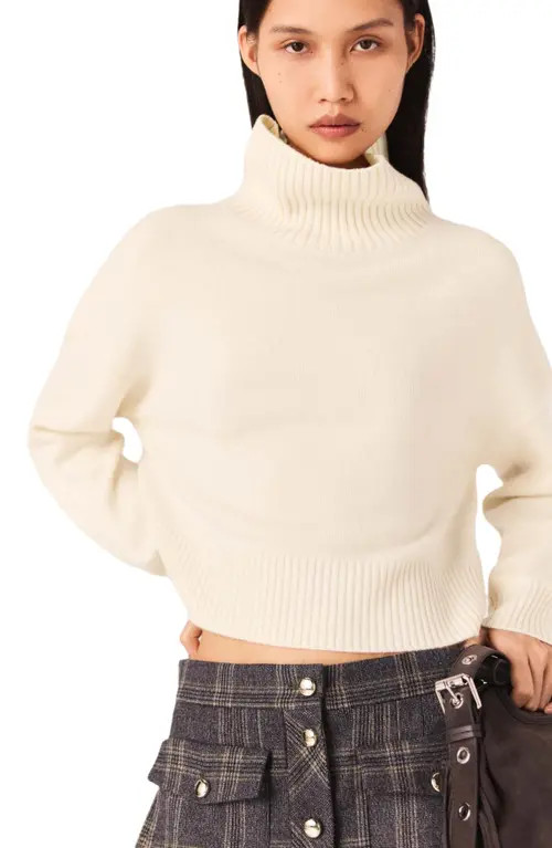 maje High-neck cashmere sweater in Ecru at Nordstrom, Size Small | Nordstrom