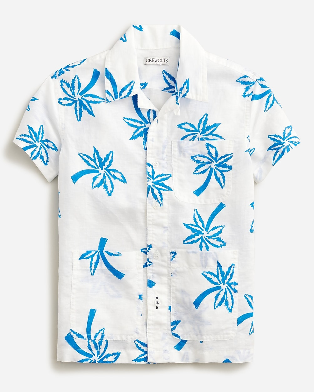 Kids' printed short-sleeve camp shirt in linen-cotton blend | J. Crew US