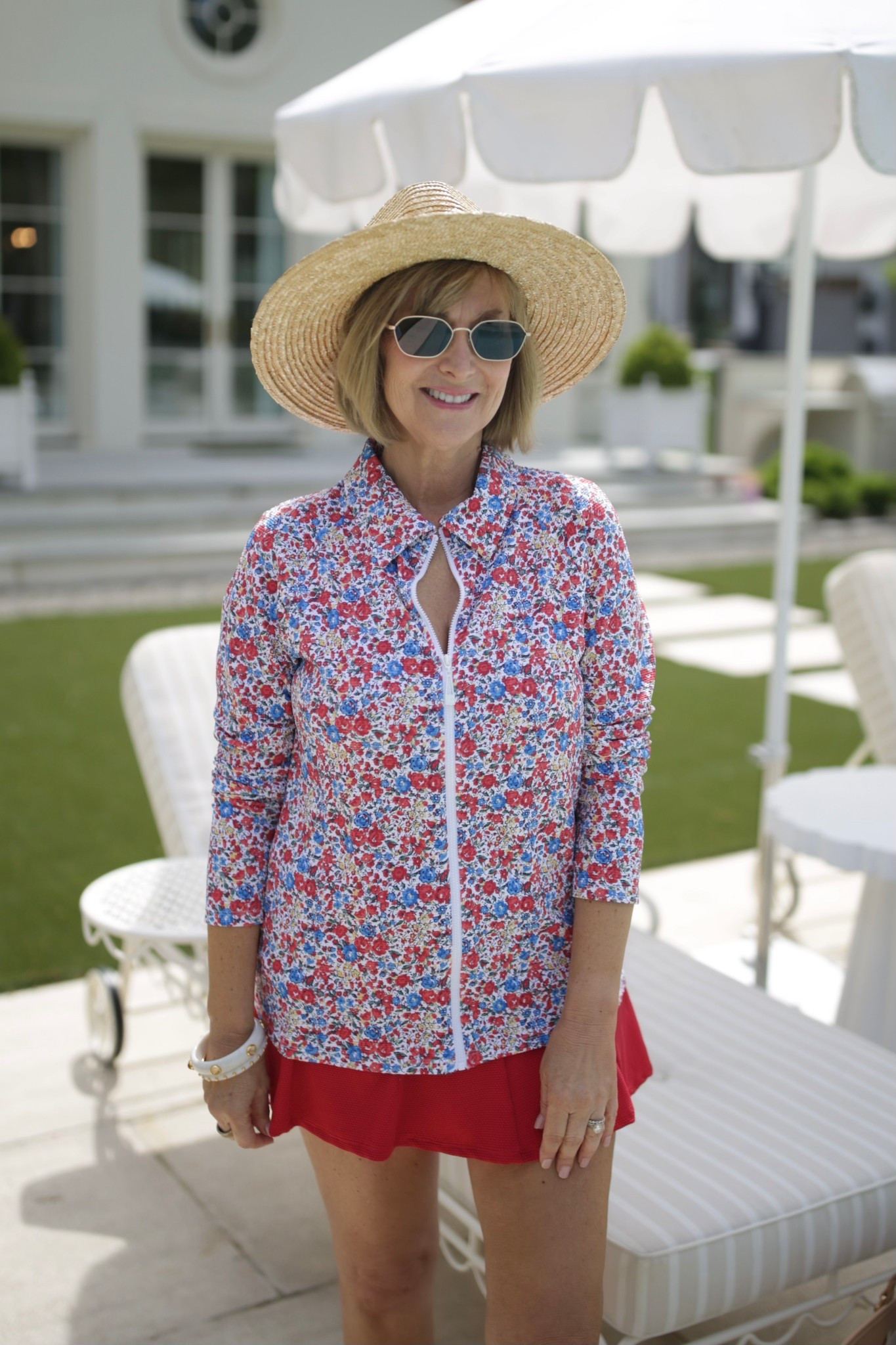 Zip up rash guard is great for a day at the pool to keep you protected from the UV rays. Also works great to dress up swimwear for a busy day - swim, lunch or pickleball. 

#LTKfitnessgoals #LTKActive #LTKSwim