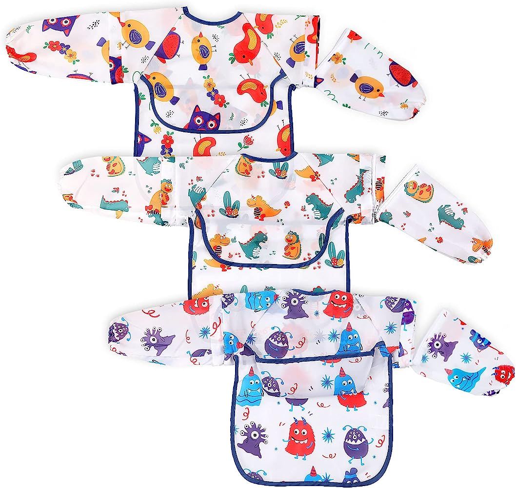 Lictin Baby Bib with Detachable Sleeves - 3 pcs Feeding Bibs Suitable for Babies from 0-24 Months... | Amazon (US)