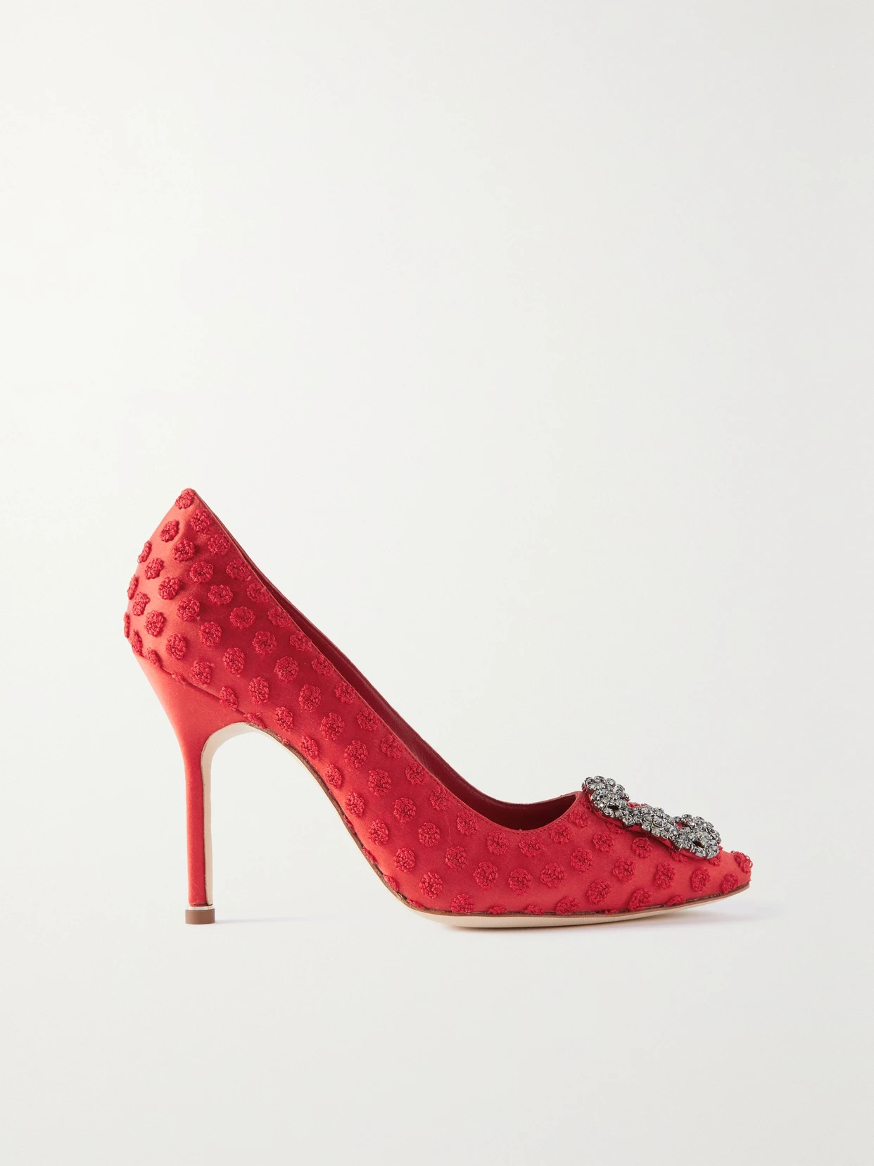 Manolo Blahnik - Hangisi 105 Embellished Textured-satin Pumps - IT41.5 | NET-A-PORTER (US)