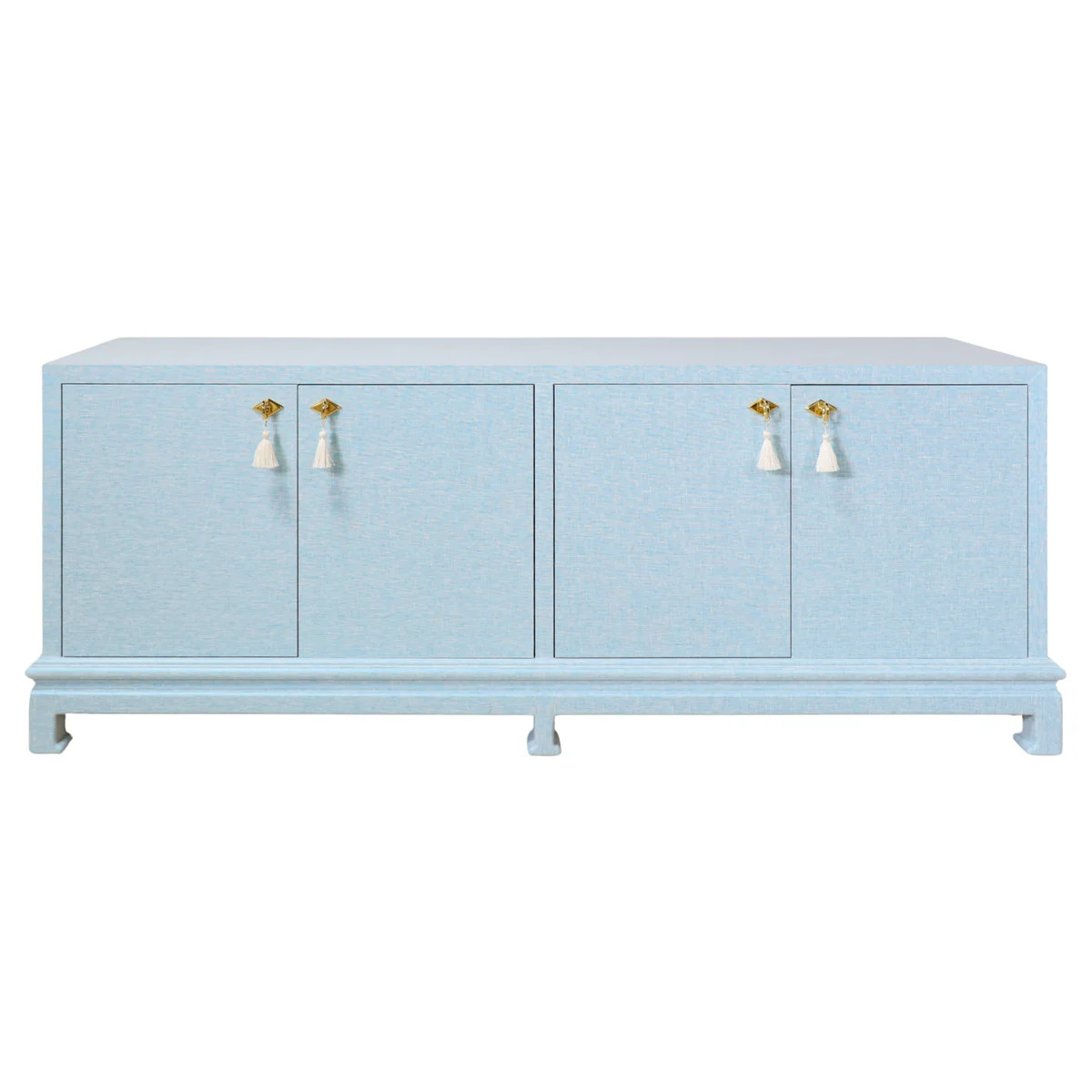 In Stock Yates Credenza 80" in Bijon Linen Grasscloth | Scout Design Studio