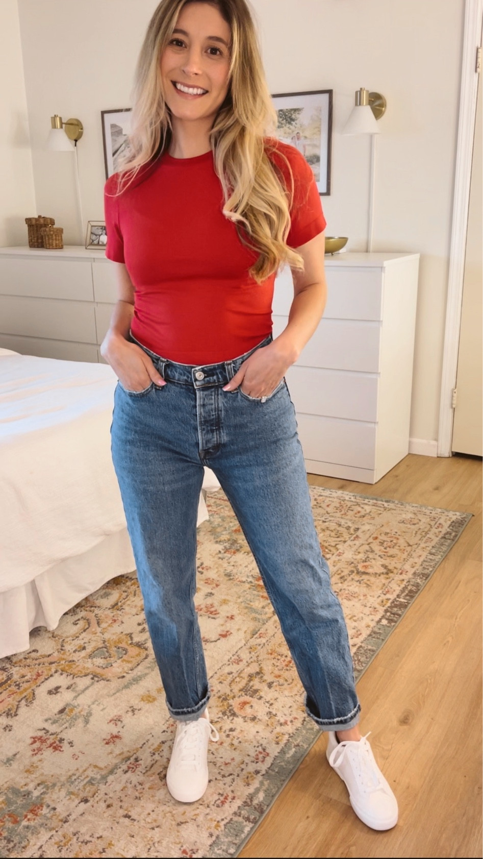Seamless Target tee paired with Abercrombie high rise 90s straight jeans. This target top is a skims dupe for under $20! Very comfortable! A must have basic! 

#LTKstyletip #LTKsalealert #LTKfindsunder100