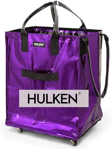 HULKEN - (Large, Ultraviolet) Reusable Grocery Bag On Wheels, Shopping Trolley, Rolling Tote, Zip... | Amazon (US)