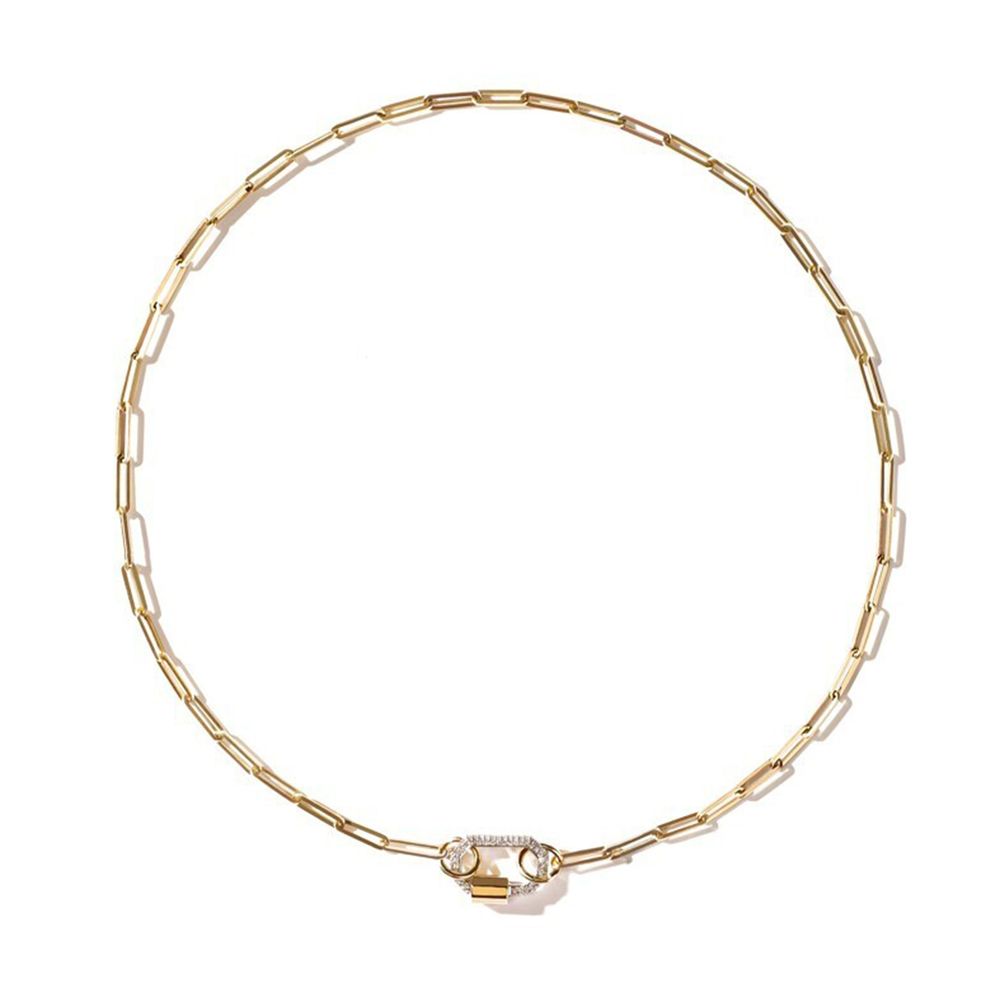 AS29 Small Pavé Diamond Lock with Extra Small Link Chain Necklace | goop | goop