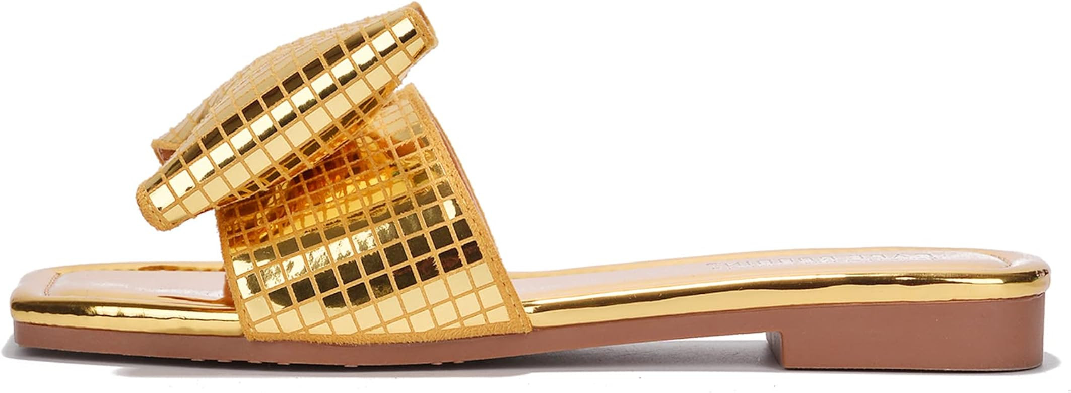Cape Robbin Botania Metallic Bow Square Toe Flat Sandals (Botania) | Amazon (US)