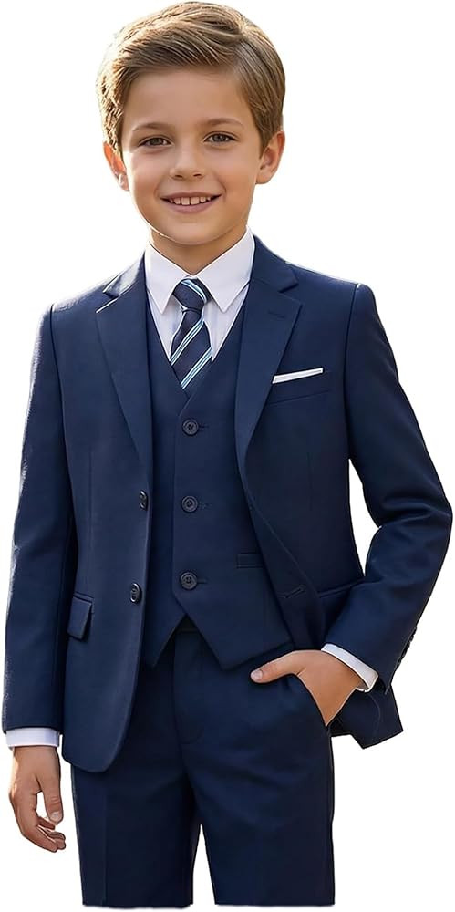 Boys Suits 5 Piece Slim Fit Suit for Kids Formal Ring Bearer Suits | Amazon (US)