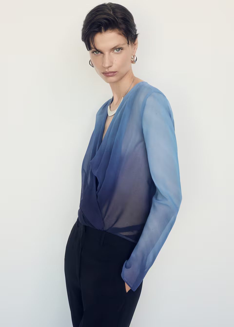 Semi-transparent wrap blouse -  Women | Mango USA | MANGO (US)