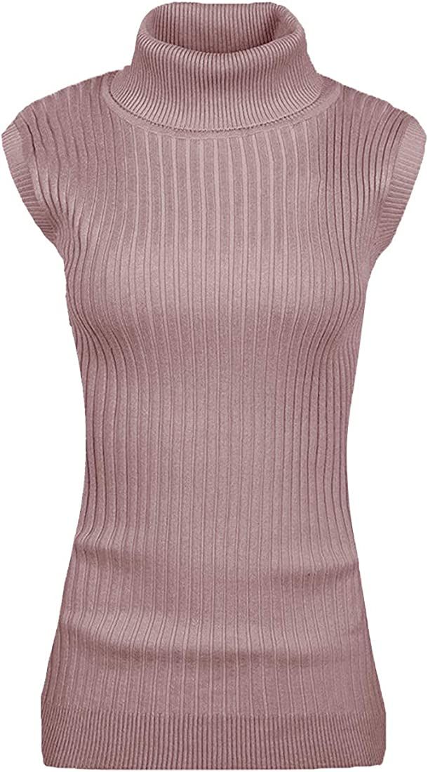 v28 Women Sleeveless High Neck Turtleneck Stretchable Knit Sweater Top | Amazon (US)