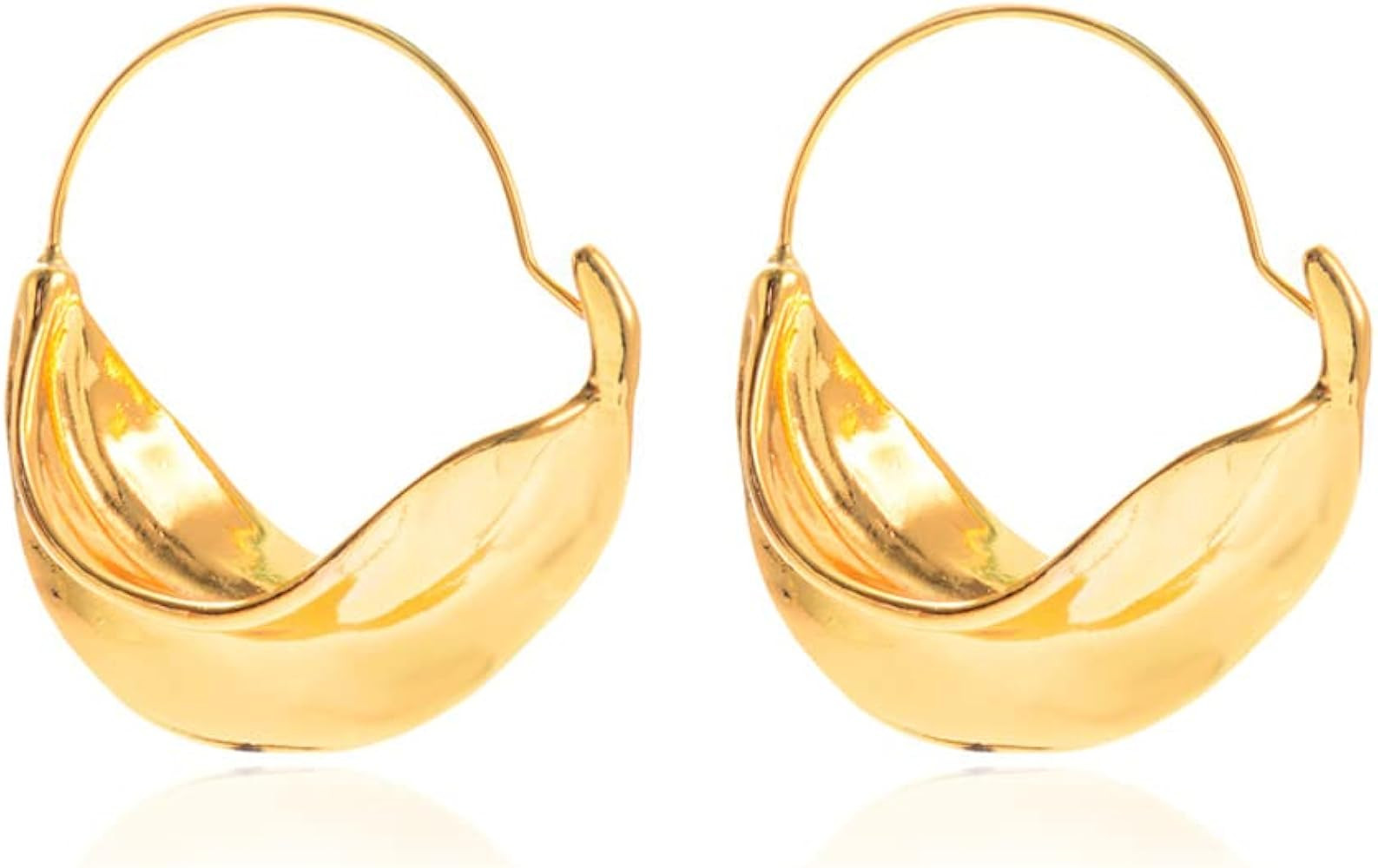 Gold Earrings Chunky Basket Fulani Earrings for Women Dangle Earrings Round Hammered Earring | Amazon (US)