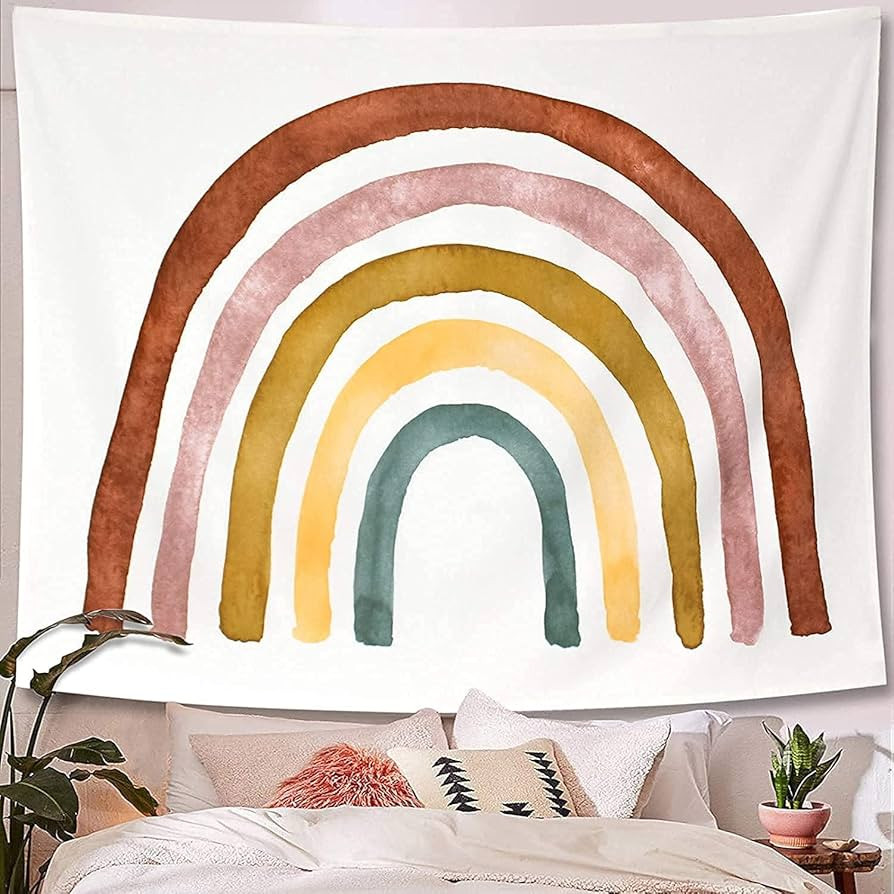 Kiavé Rainbow Tapestry Wall Decor, Premium Duck Cotton, 56"x46" Rainbow Wall Hanging for Girls, ... | Amazon (US)