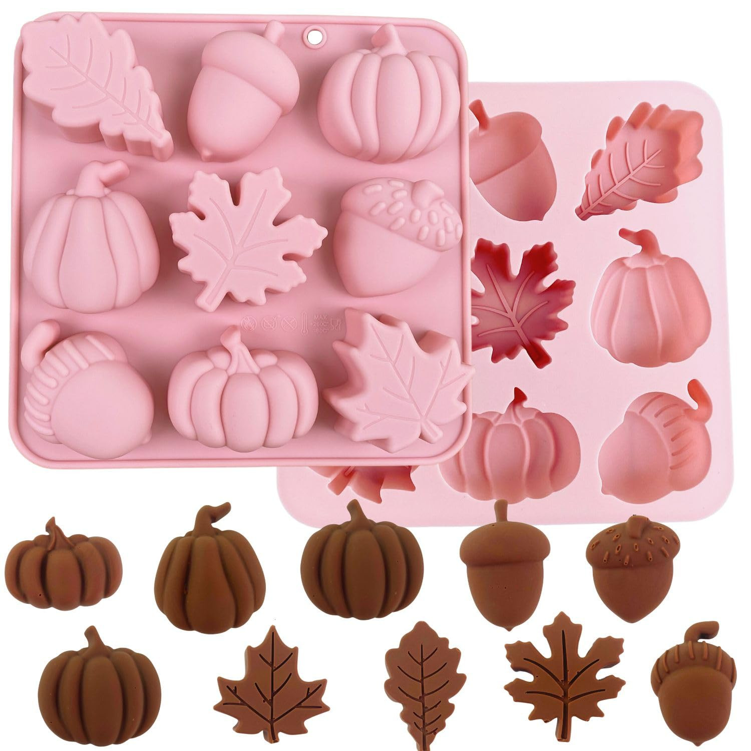 1 Piece Autumn Silicone Chocolate Molds Maple Leafs, Acorns and Pumpkins Shape 3D Chocolate Candy Moulds for Autumn, Thanksgiving Day, Harvest Theme | Amazon (US)