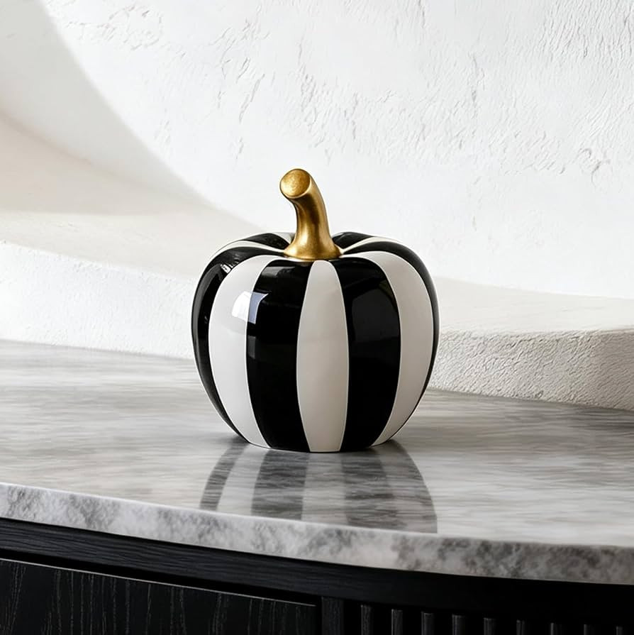 Black and White Striped Ceramic Apple Decor, Small | Amazon (US)