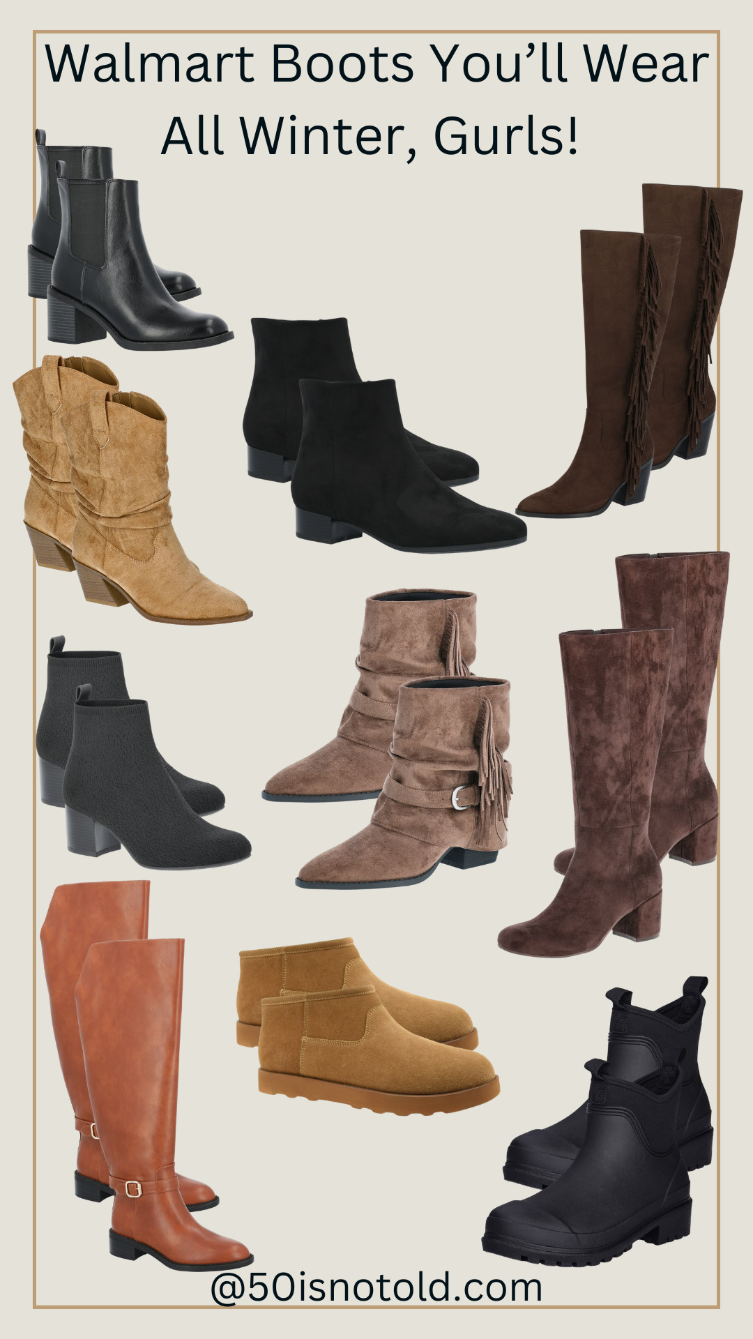 Walmart is coming in HOT with the cutest winter boots, Gurls! From classic riding boots to comfy everyday booties and those Western styles we all love, these picks look expensive but won’t break the bank. Perfect for running errands, holiday outings, or just staying cozy and cute. 

 #LTKOver40 #LTKFindsUnder50 #LTKFindsUnder100