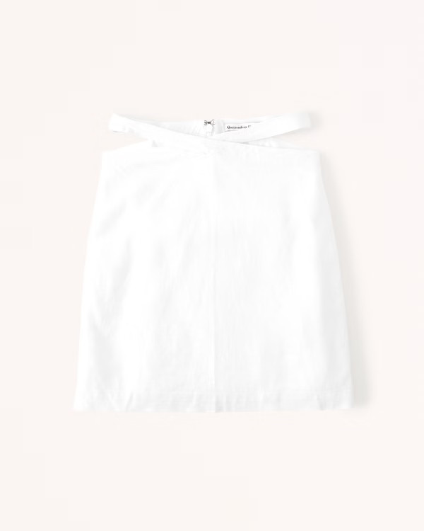Strappy Waist Linen-Blend Mini Skirt | Abercrombie & Fitch (US)