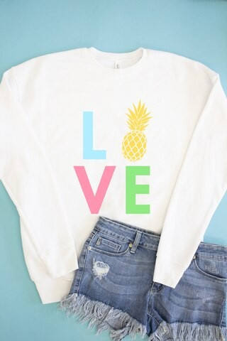 Rainbow Pineapple Love Graphic Sweatshirt | The Pink Lily Boutique