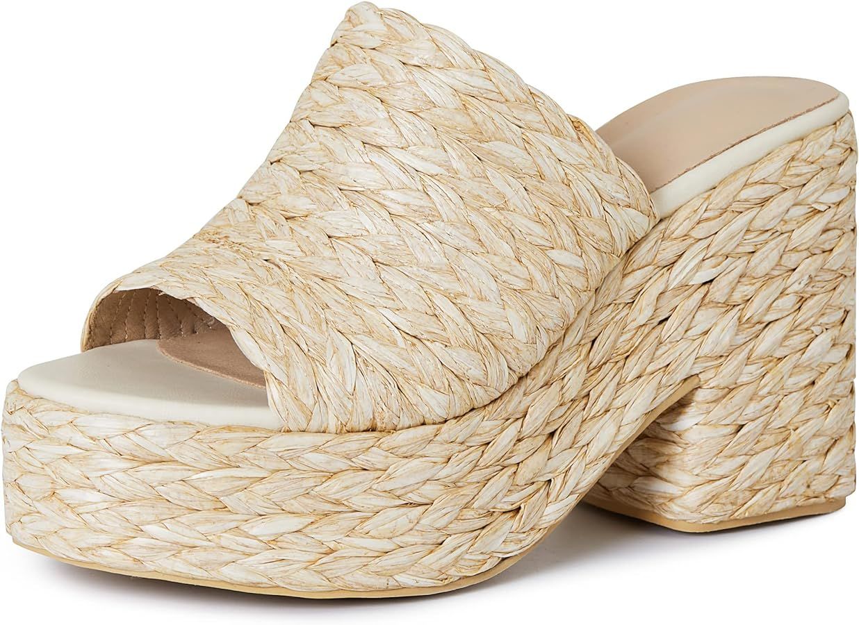 CYNLLIO Espadrilles Platform Sandals Open Toe Chunky High Heel Slides Fashion Summer Outdoor Beac... | Amazon (US)